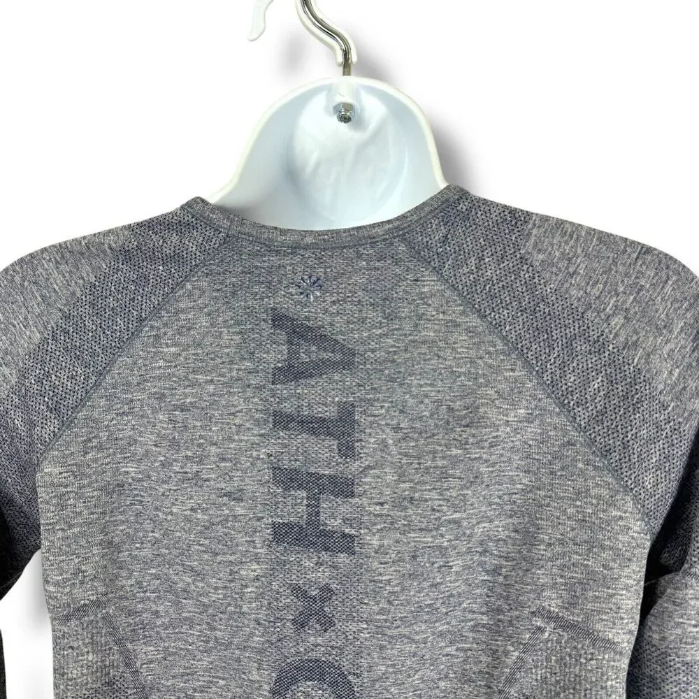 Athleta Girl Top Kids 12 Large Blue Heathered Long Sleeve Tech Thumb Holes